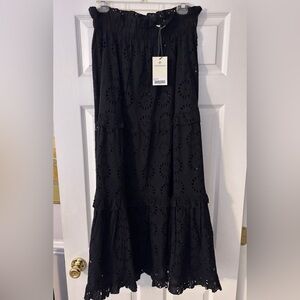 NWT TUCKERNUCK Black Eyelet Maxi Skirt Size M